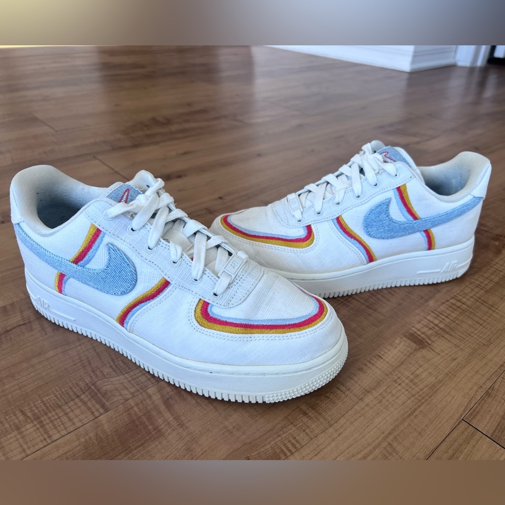 Nike Air Force 1 low sail denim swoosh women’s size 8